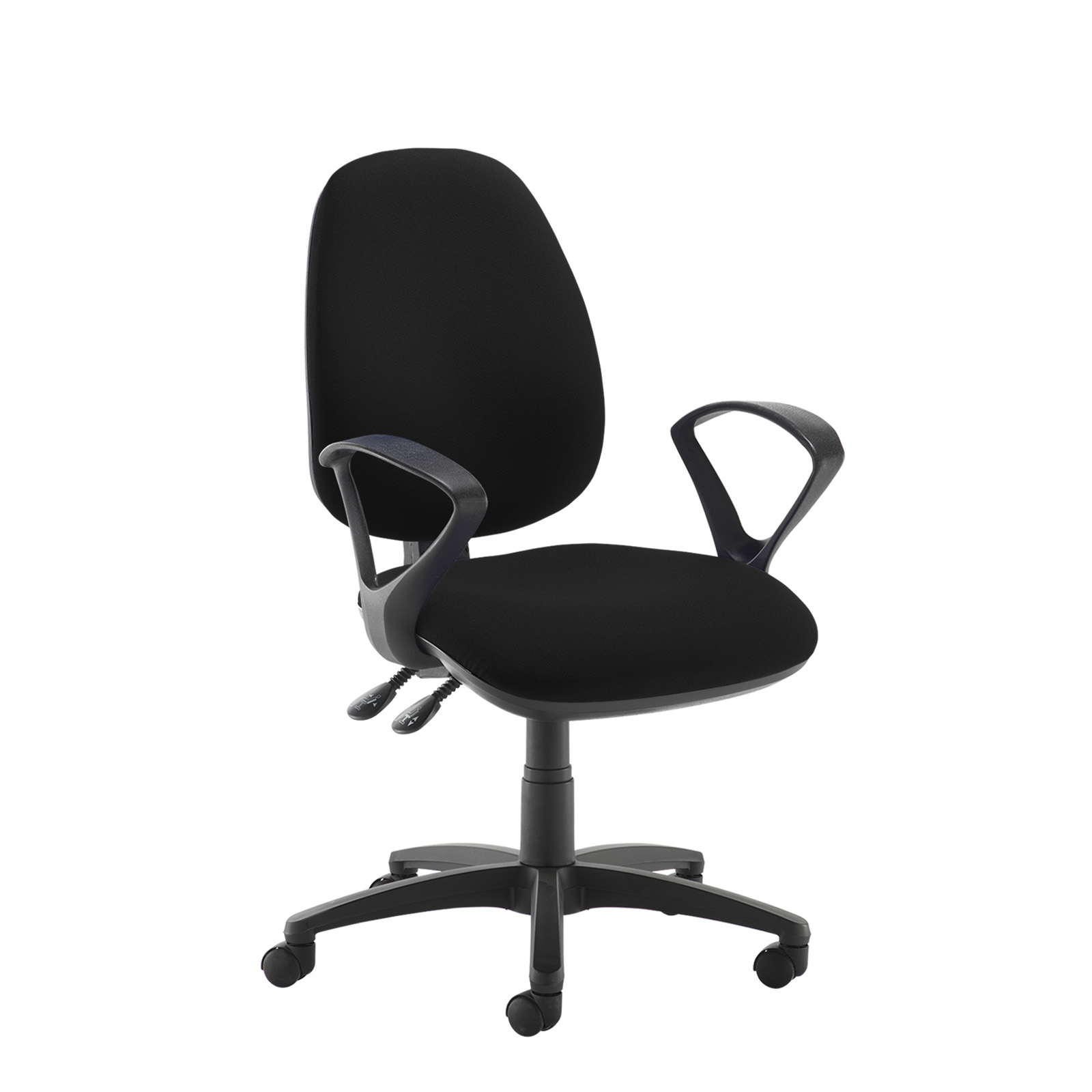 Jota XL fabric back operator chair with fixed arms – black