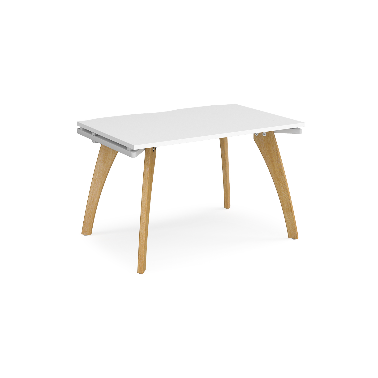 Fuze single desk with oak legs – White